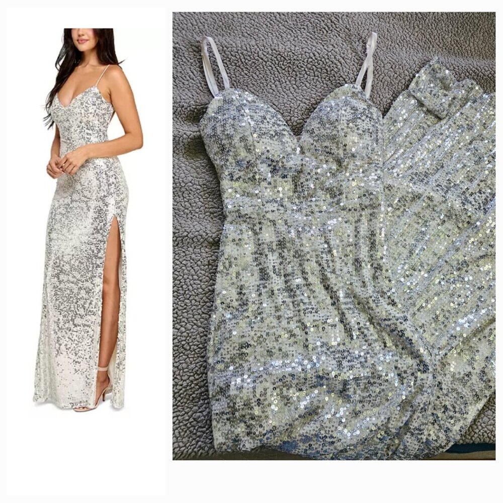 Macy's Emerald Sundae Women's silver/taupe Formal Prom Wedding Dress size small